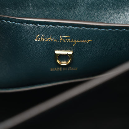 Salvatore Ferragamo Calfskin Embossed Small Margot Top Handle Divisa Green 7 of 16