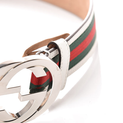 Gucci Calfskin Web Interlocking G Belt 80 32 White 7 of 7