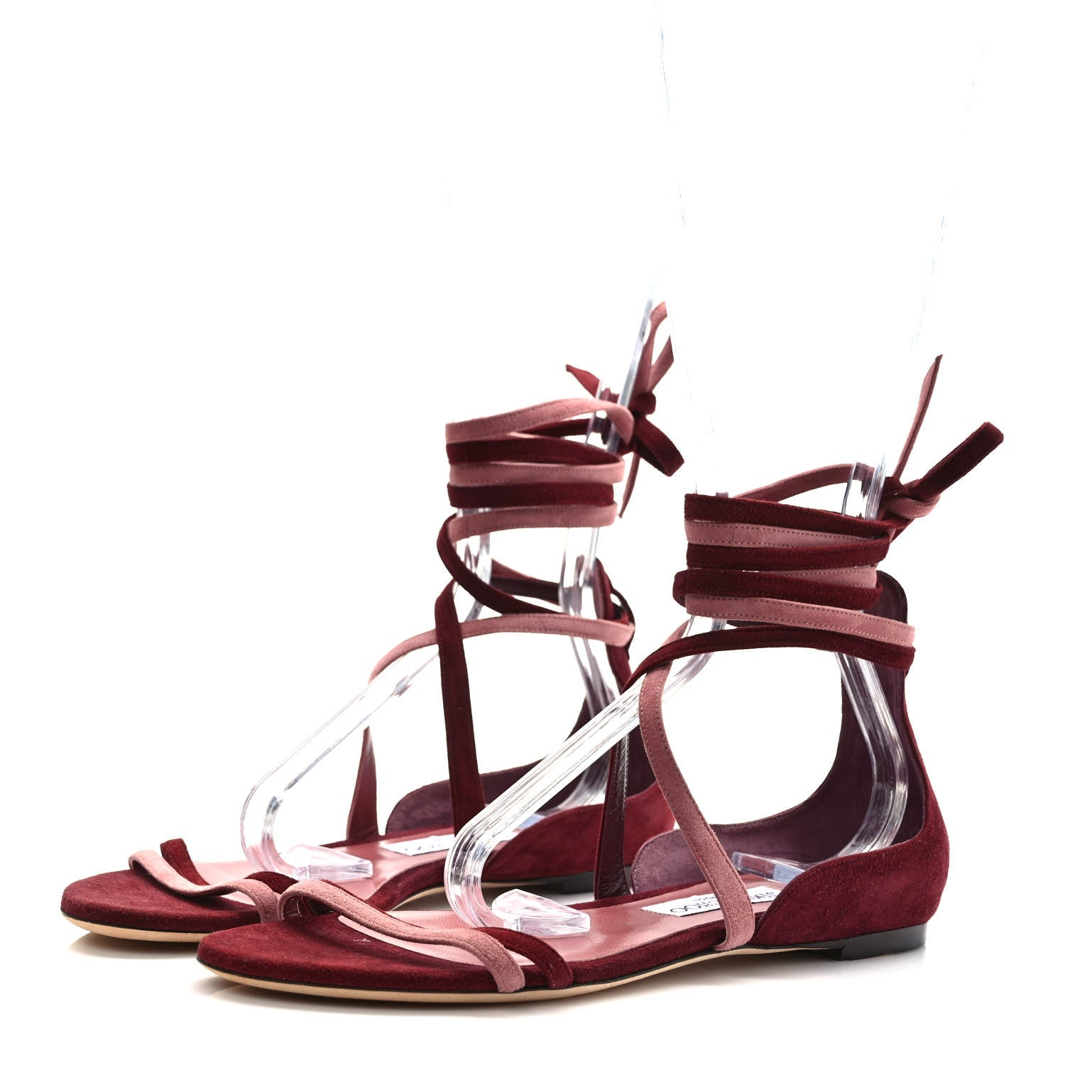 Jimmy Choo Suede Flynn Sandals 40 Vino Mix 3 of 9