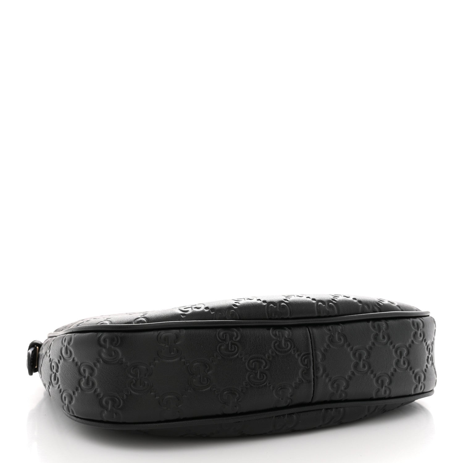 Gucci GG Grainy Calfskin Emblem Small Half Moon Shoulder Black 4 of 11