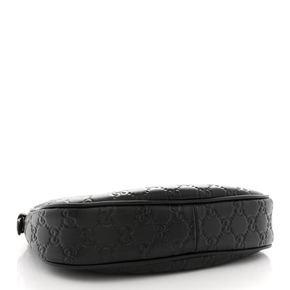 Gucci GG Grainy Calfskin Emblem Small Half Moon Shoulder Black 4 of 11