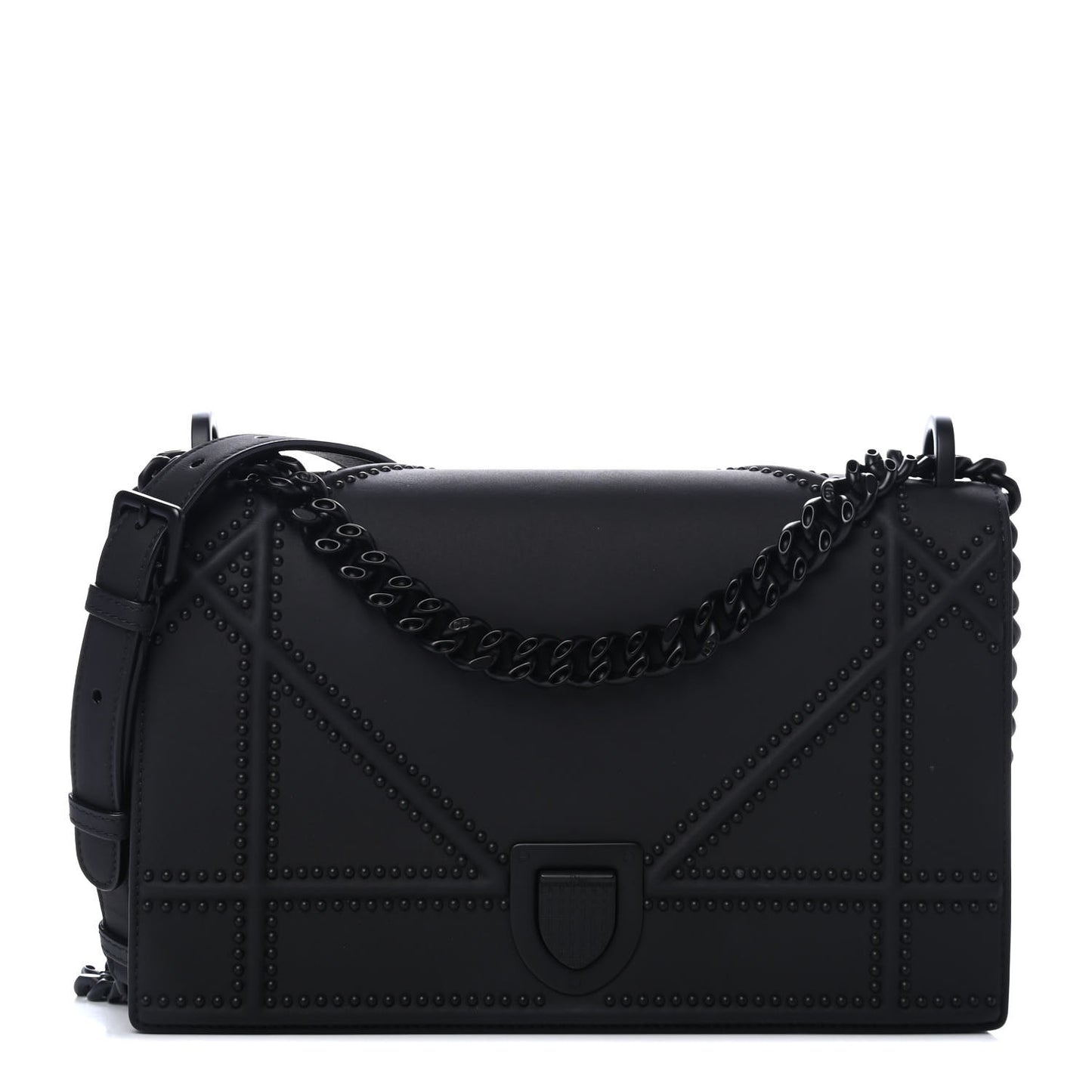 Ultra Matte Calfskin Studded Medium Diorama Flap Bag Black