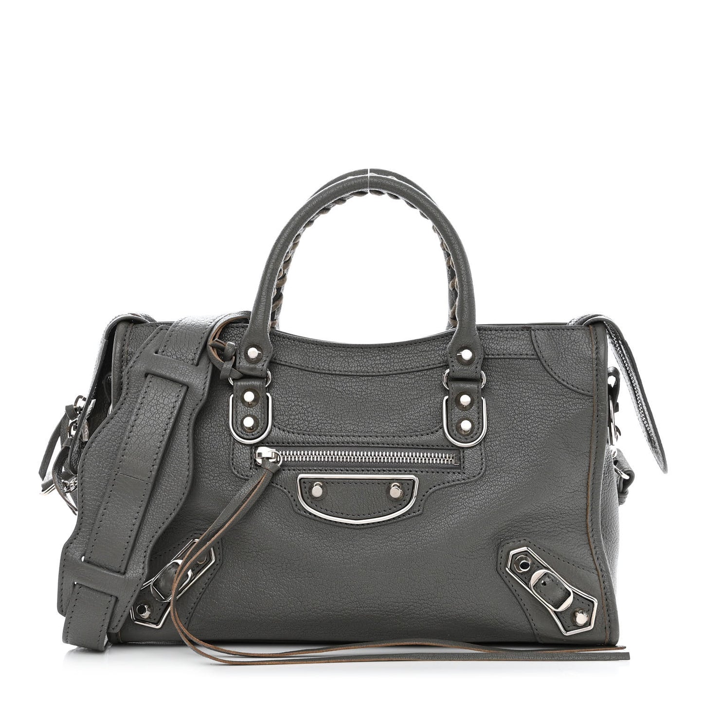 Chevre Silver Metallic Edge Hardware S City Gris Acier