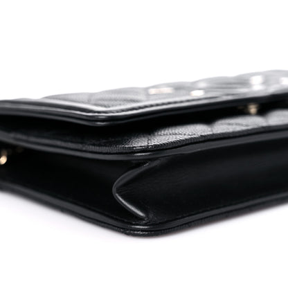Chanel Caviar Quilted CC Filigree Wallet On Chain WOC Black 9 of 11