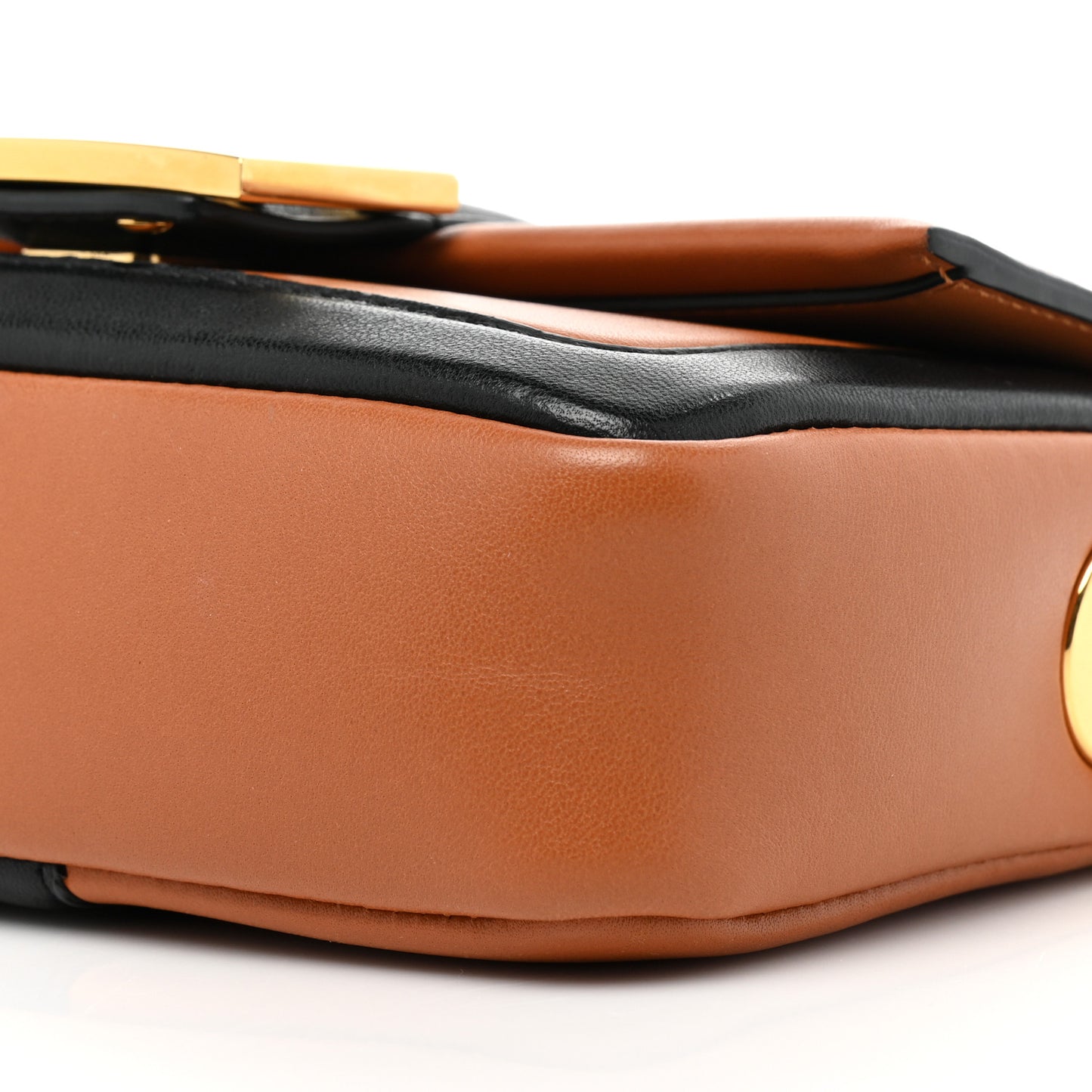 Nappa Apolo Bi-Color Mini Chain Baguette Brandy Black