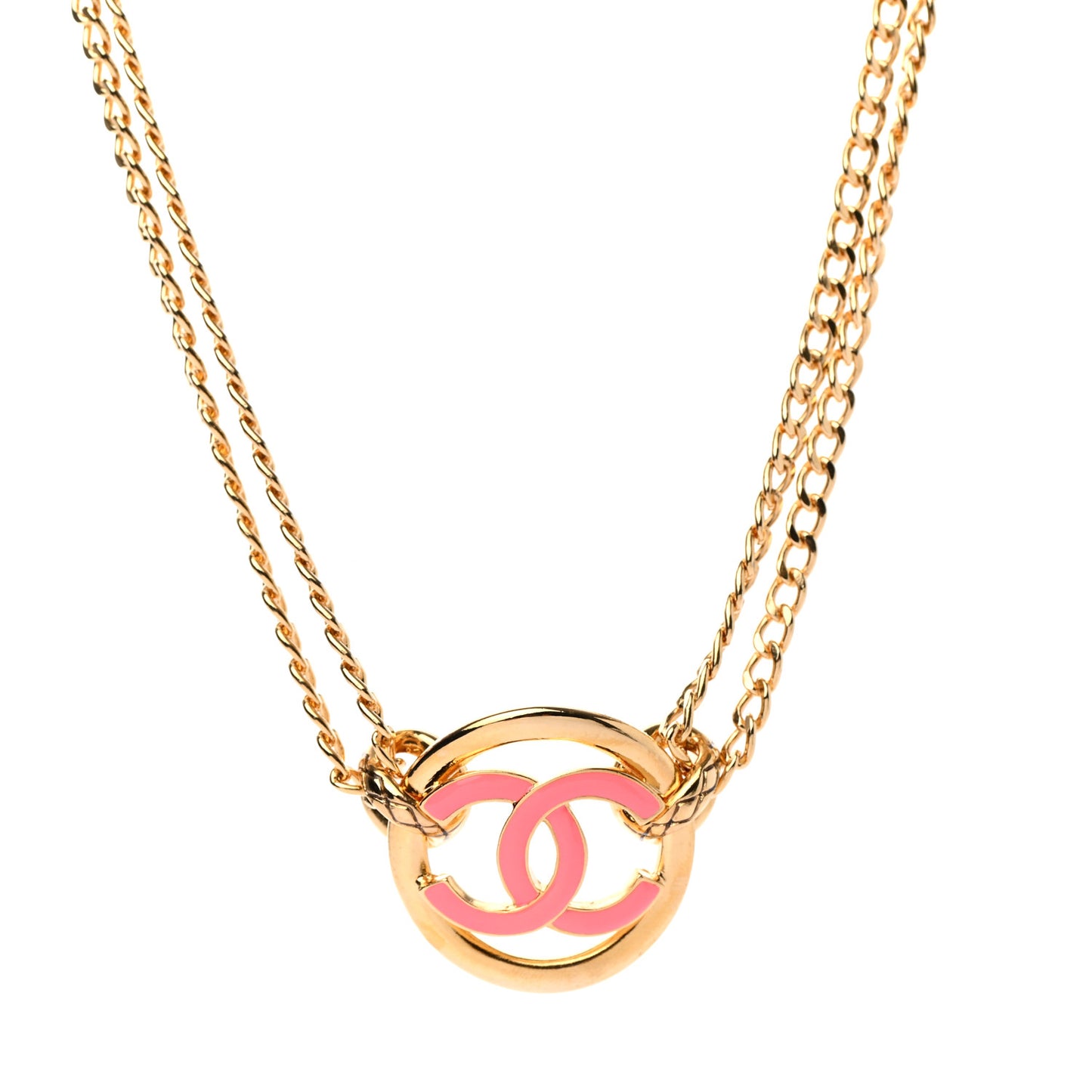 Metal Resin Chain CC Choker Gold Pink