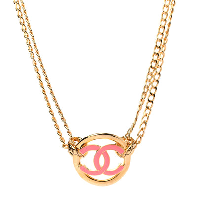 Chanel Metal Resin Chain CC Choker Gold Pink 1 of 7