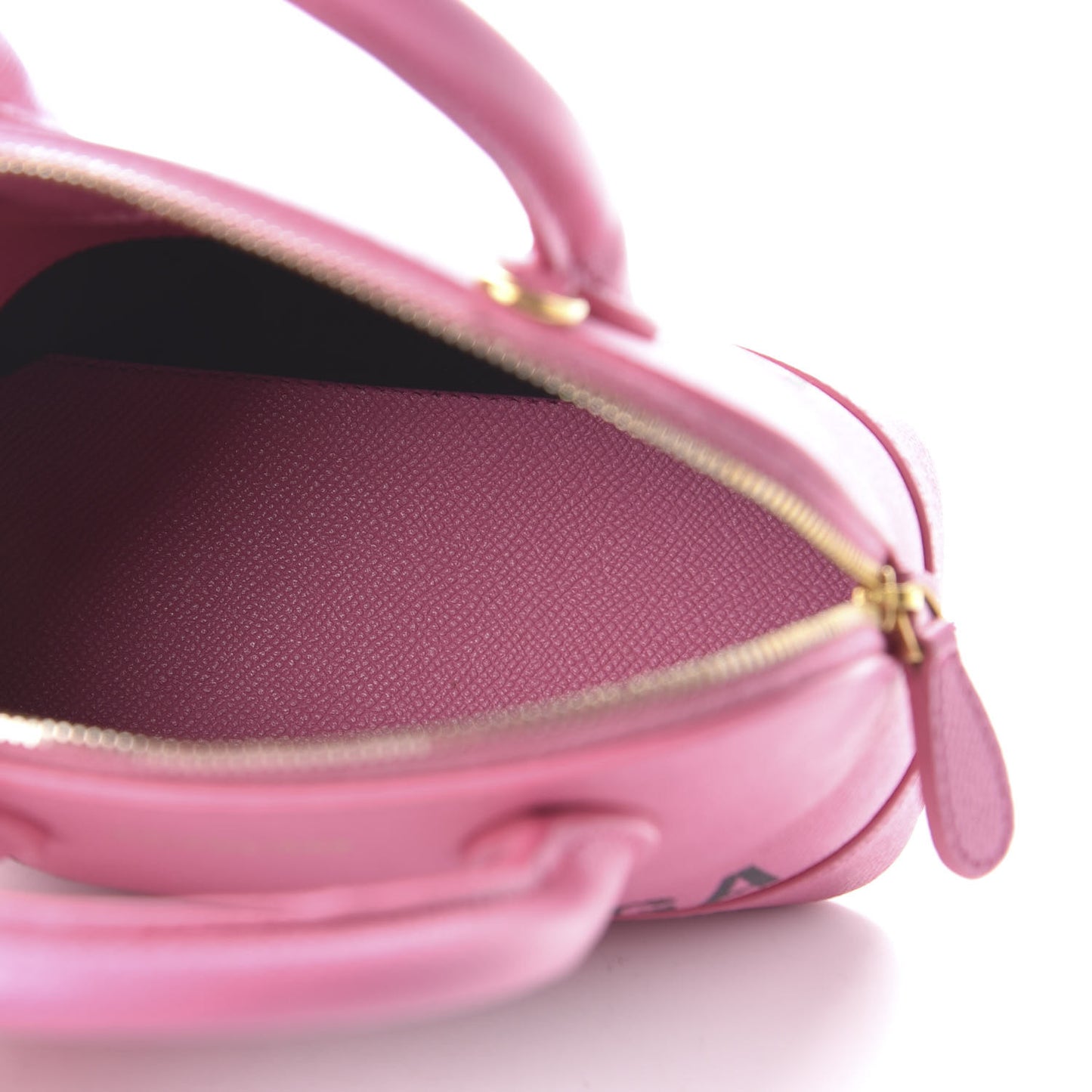 Signature Grained Calfskin Logo XXS Ville Top Handle Bag Rose Bubblegum Black