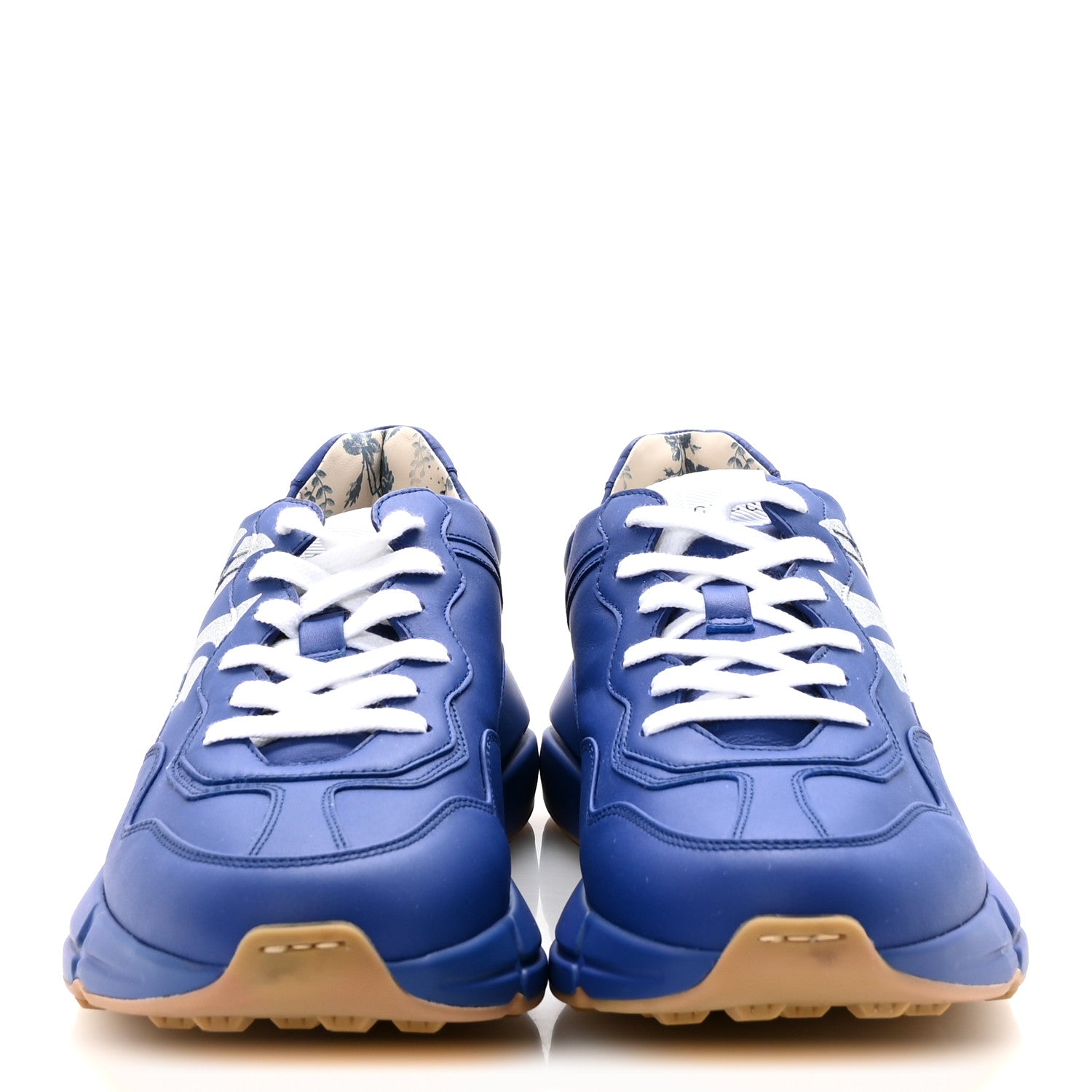 Gucci X MLB Calfskin NY Yankees Mens Rhyton Sneakers 8 Electric Blue 3 of 10