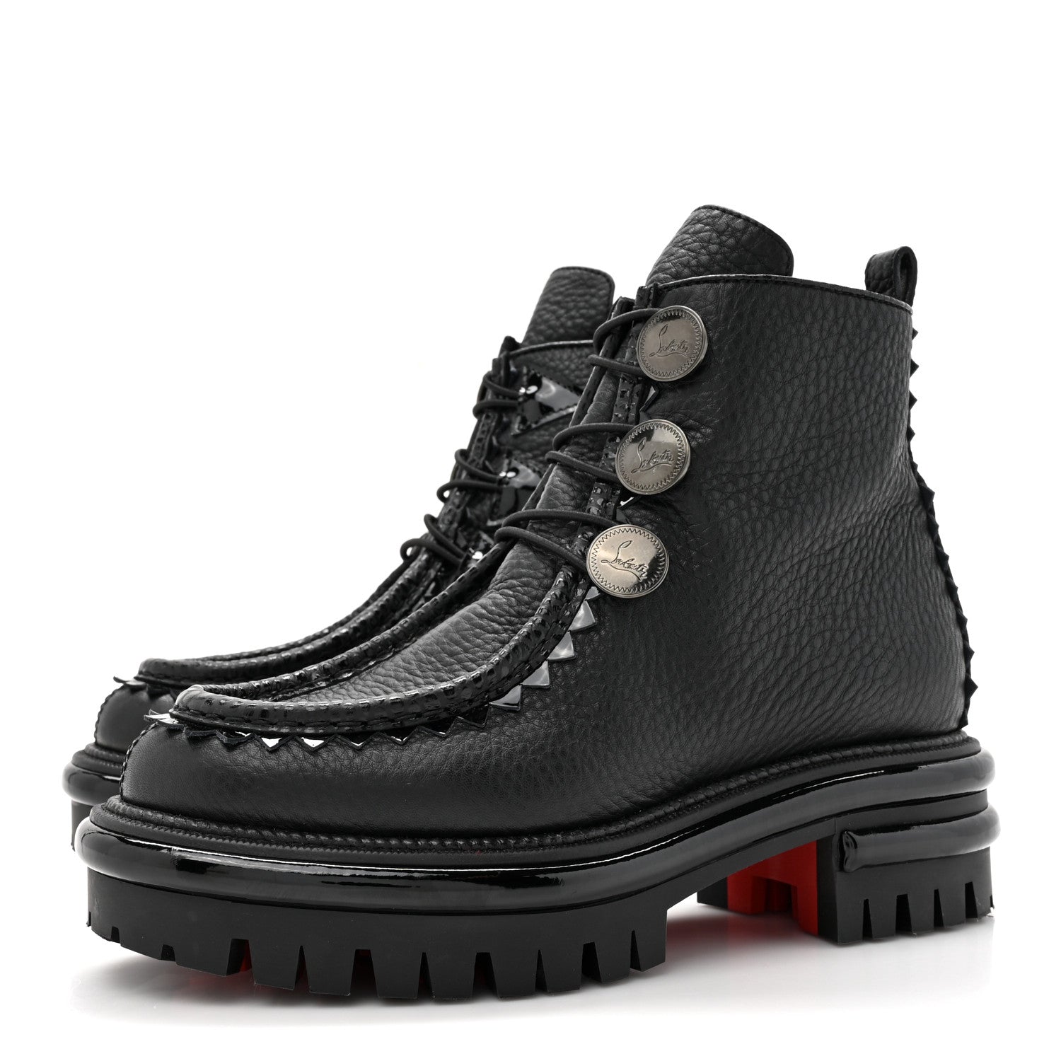 Christian Louboutin Grained Calfskin Pole Sweed Flat Boot 35.5 Black 3 of 10