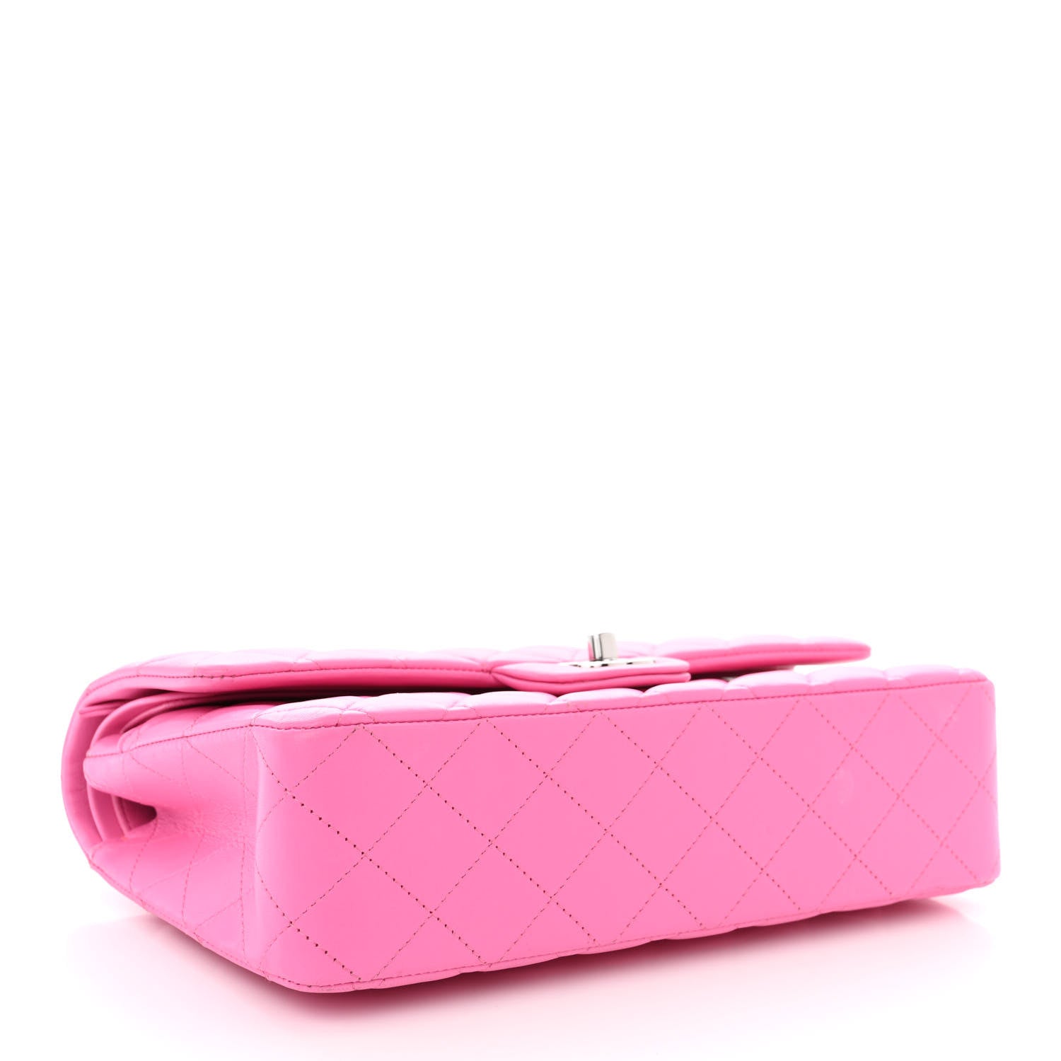Chanel Lambskin Quilted Medium Double Flap Neon Pink 4 of 11