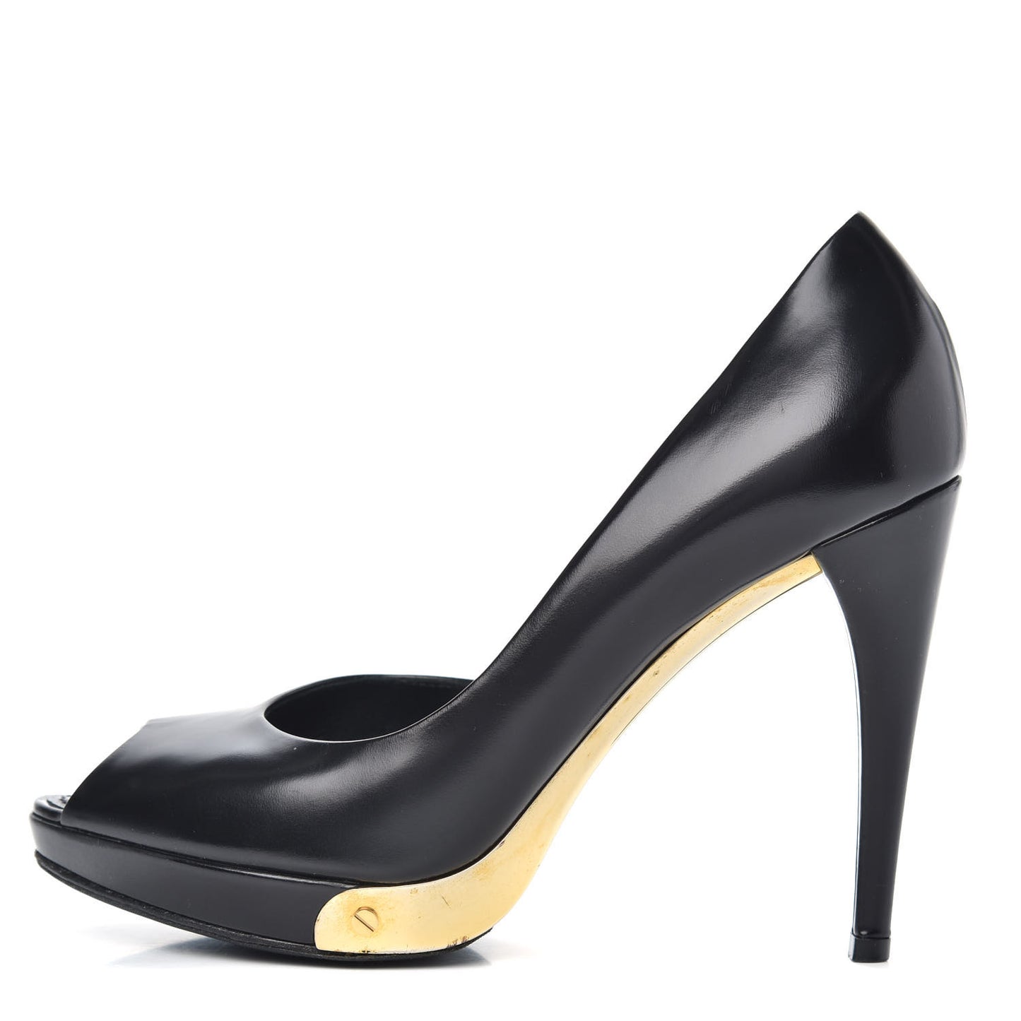 Smooth Calfskin Peep Toe Pumps 36.5 Black