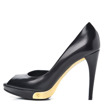 Louis Vuitton Smooth Calfskin Peep Toe Pumps 36.5 Black 1 of 10