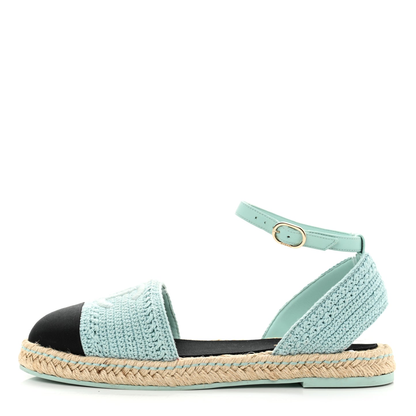 Embroidery Grosgrain CC Espadrilles 41 Light Blue Black