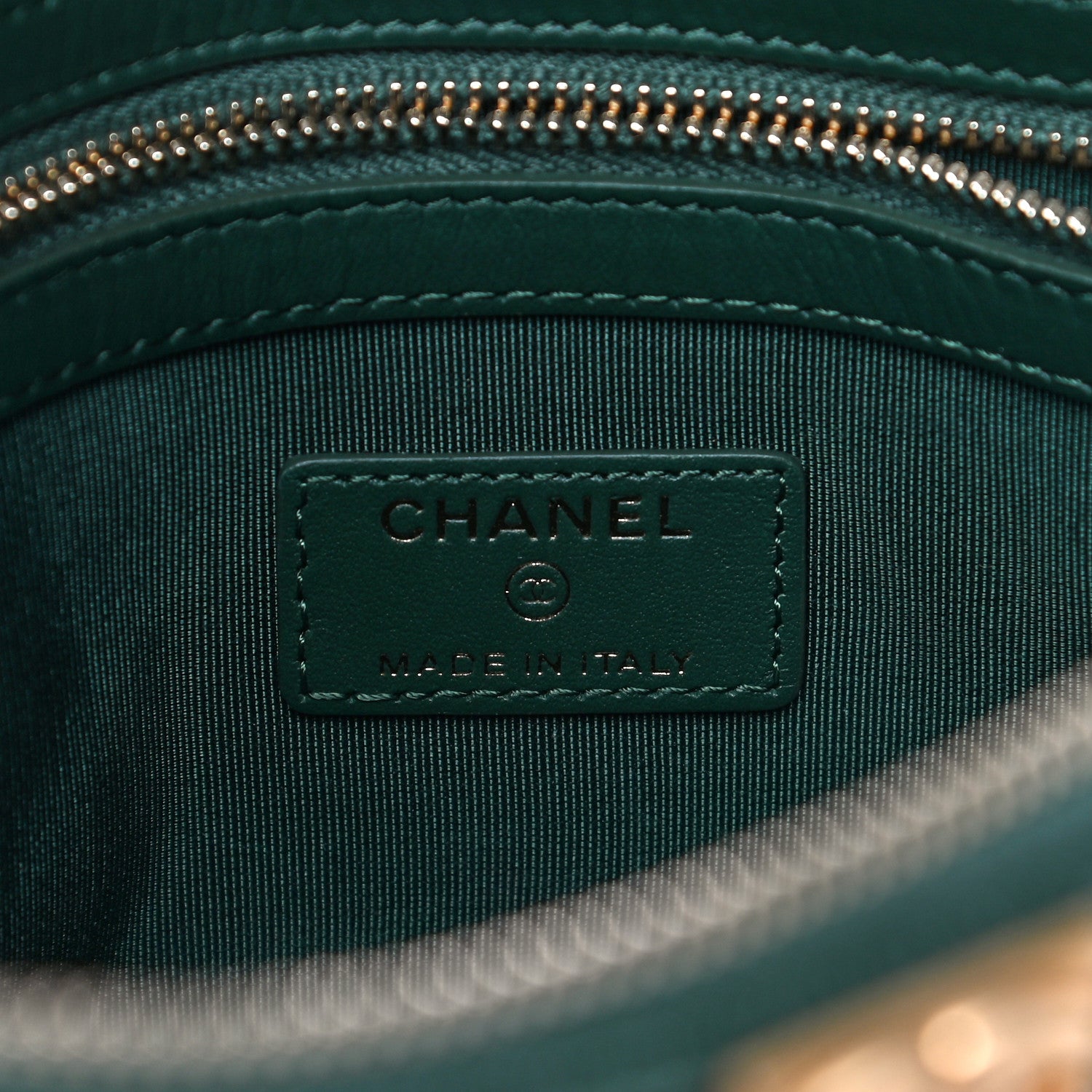 Chanel Caviar Quilted Medium Boy Cosmetic Case Green 6 of 12