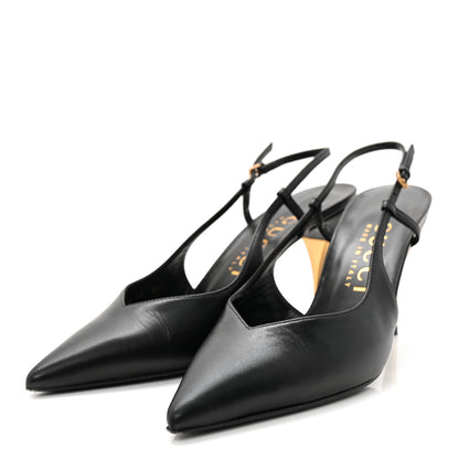 Gucci Calfskin Slingback Pumps 38 Black 3 of 9
