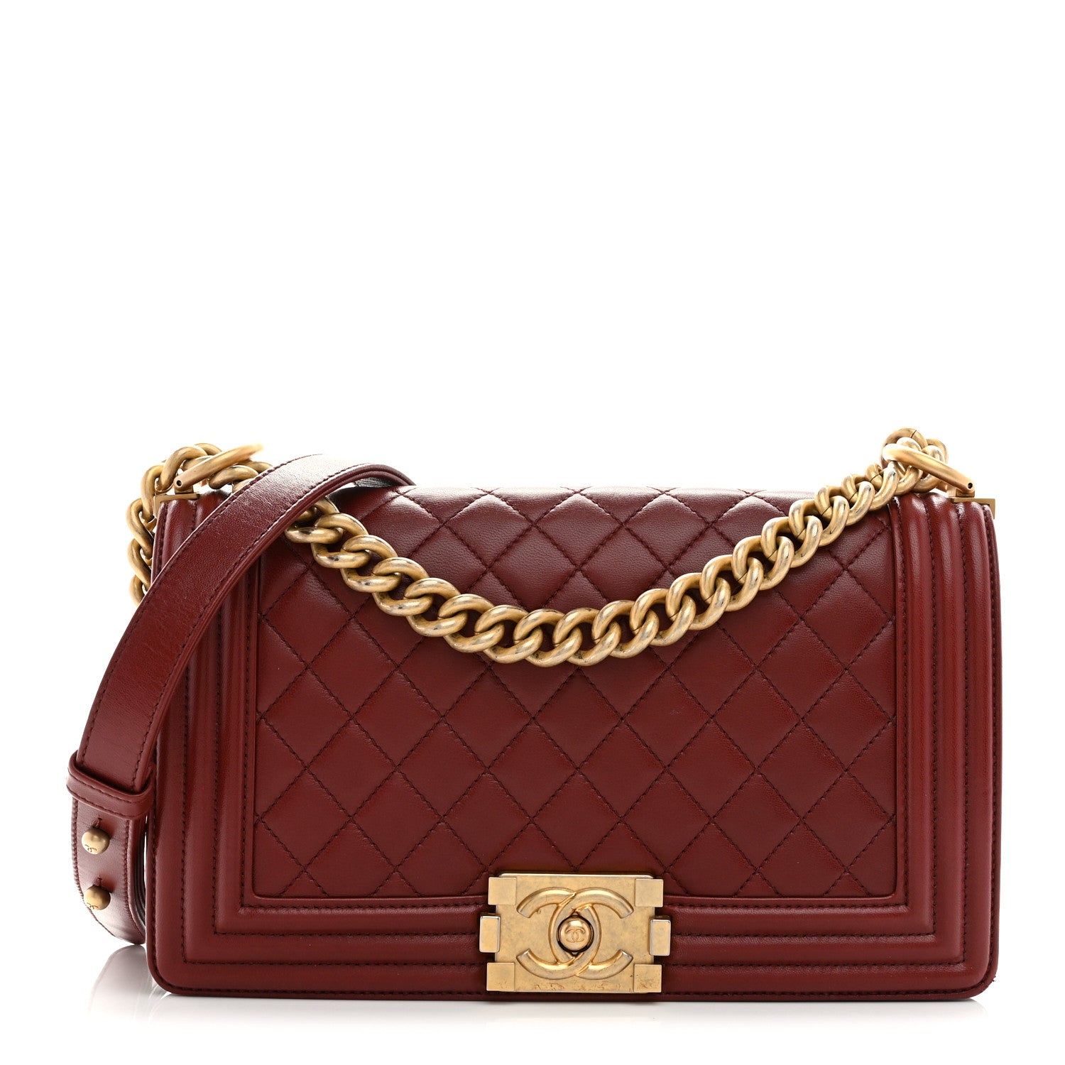 Chanel Lambskin Quilted Medium Boy Flap Dark Red 1 of 10