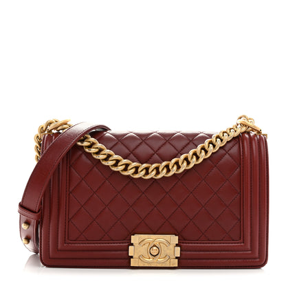 Chanel Lambskin Quilted Medium Boy Flap Dark Red 1 of 10