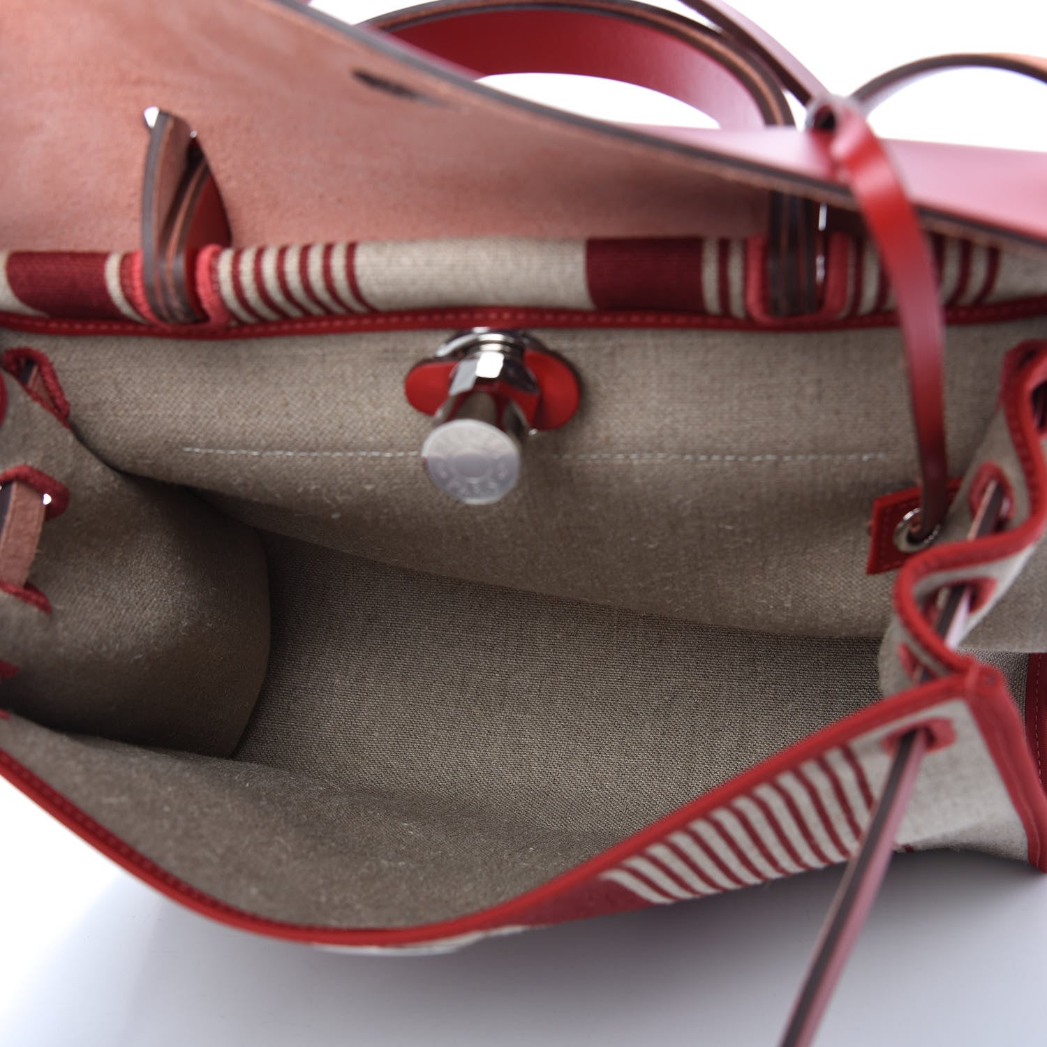 Hermes Vache Hunter Toile H Vibration Herbag Zip 31 PM Bordeaux Ficelle Rouge Piment 5 of 9