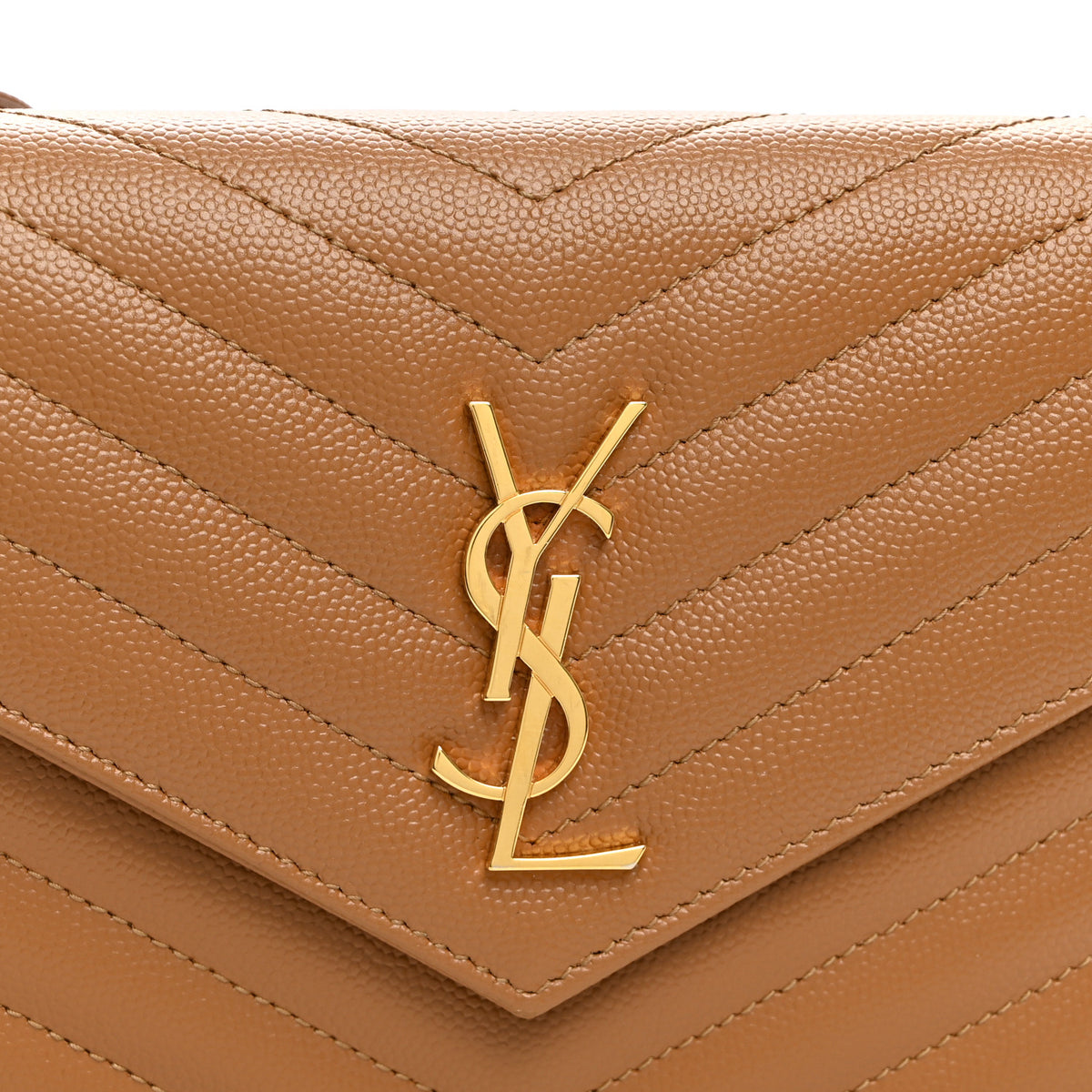 Grain De Poudre Matelasse Chevron Monogram Envelope Chain Wallet Natural Dark