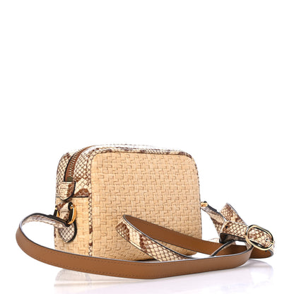 Gucci Raffia Elaphe Mini Ophidia Shoulder Bag Natural Cream Brown 2 of 4