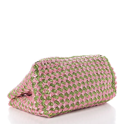Prada Raffia Crochet Bi-Color Medium Tote Prato Rosa 4 of 8