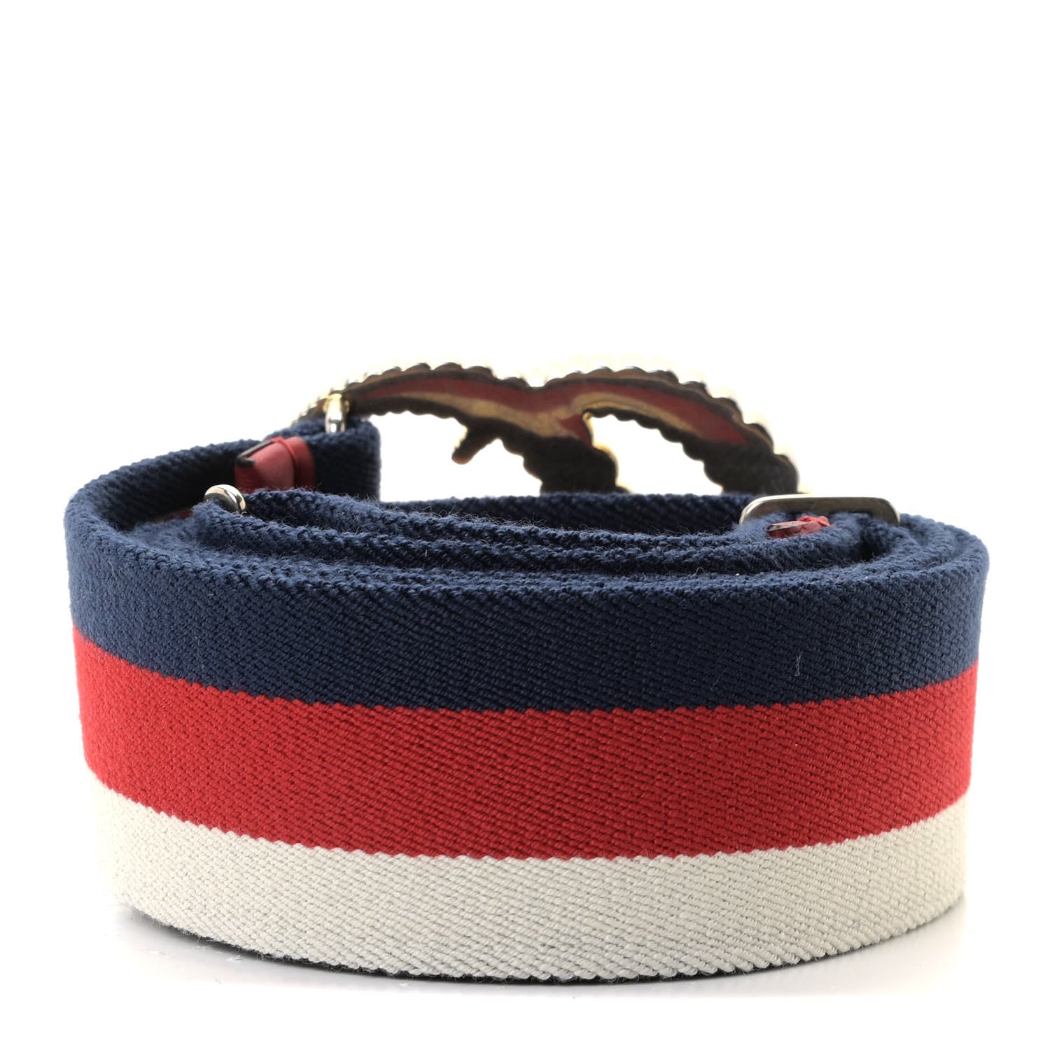 Gucci Canvas Torchon Double G Sylvie Web Belt 90 36 Red White Blue 2 of 4