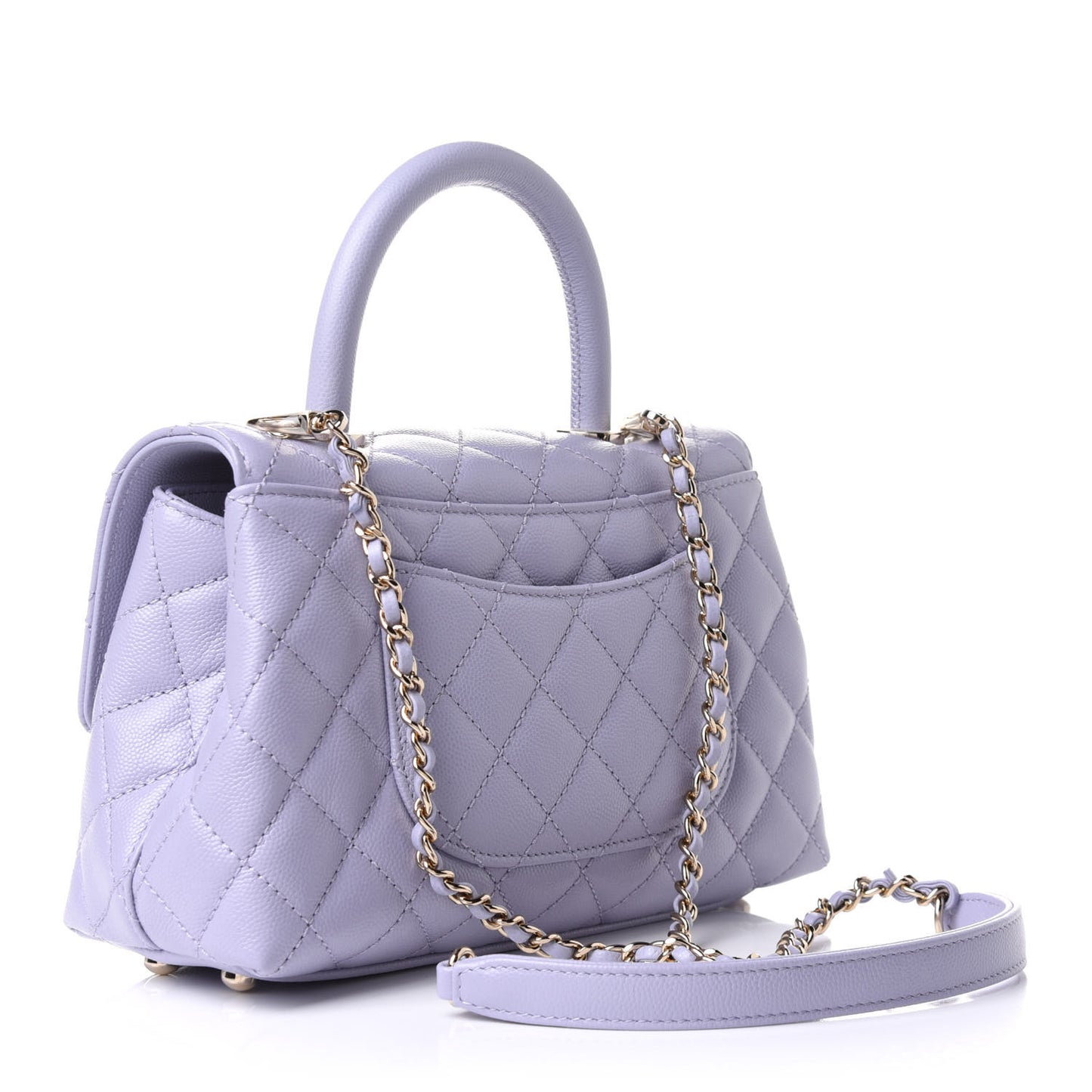 Caviar Quilted Mini Coco Handle Flap Light Purple