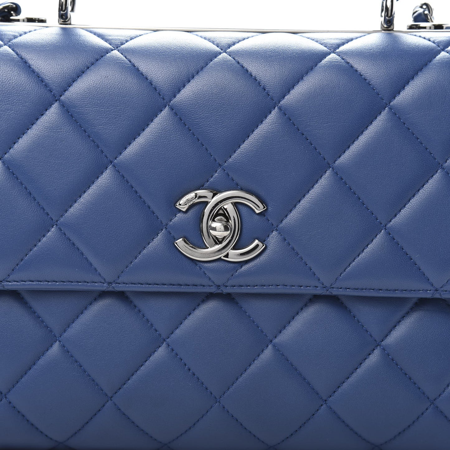 Lambskin Quilted Medium Trendy CC Flap Dual Handle Blue
