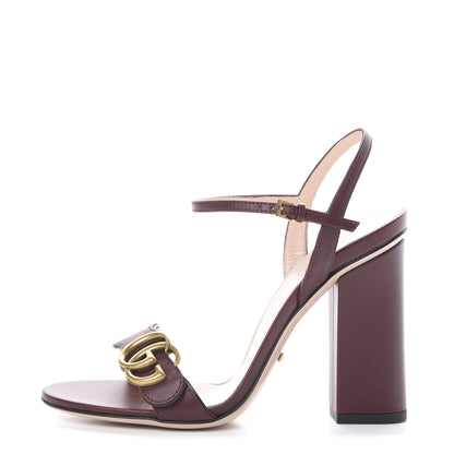 Gucci Lifford Calfskin GG Marmont Ankle Wrap 105mm Sandals 36.5 Vintage Bordeaux 1 of 8