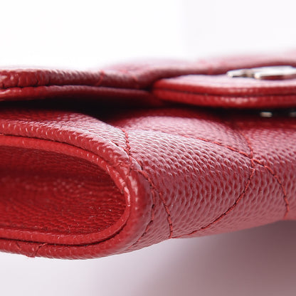 Chanel Caviar Quilted Flap Card Holder Dark Red 9 of 10