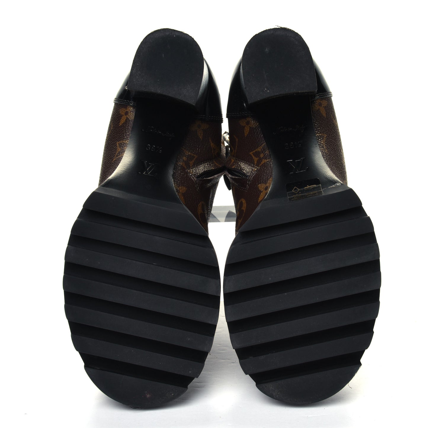 Patent Calfskin Monogram Star Trail Ankle Boots 38.5 Black