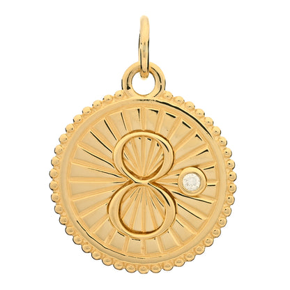 Foundrae 18K Yellow Gold Diamond Baby Karma Medallion Pendant 1 of 3