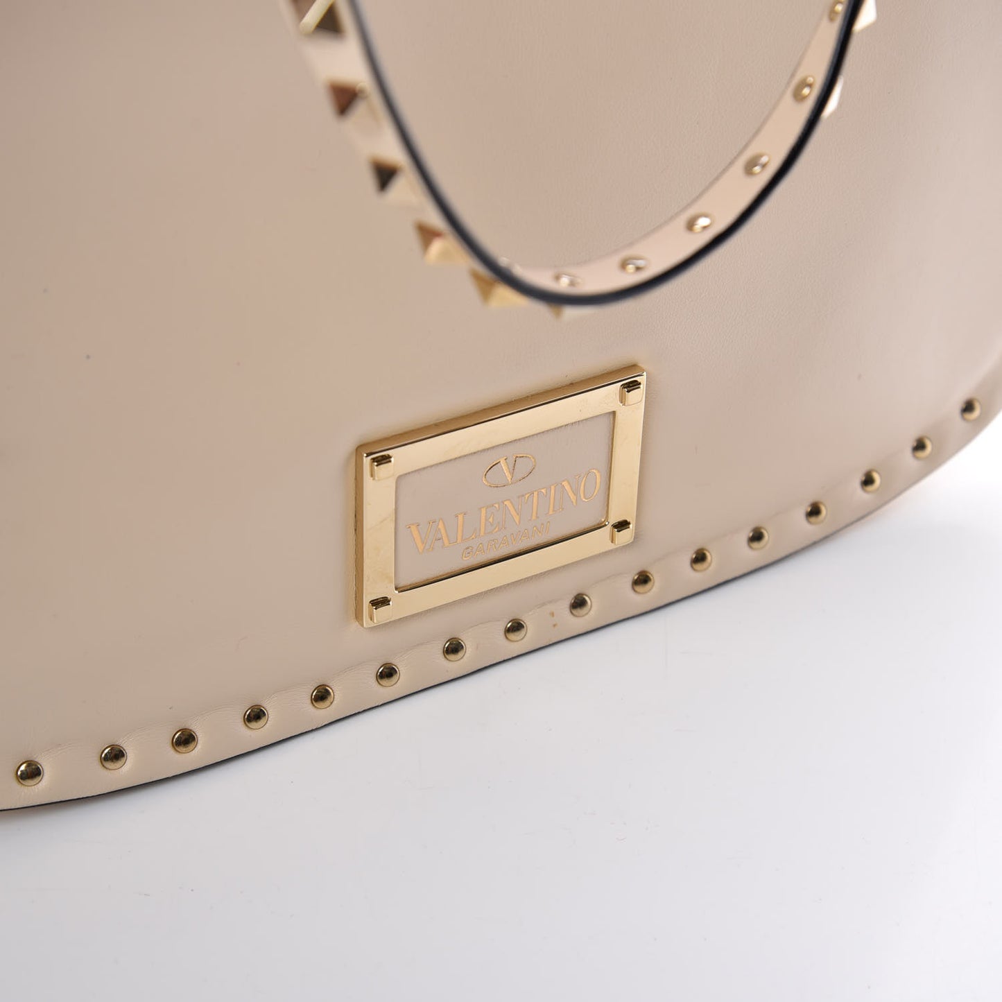 Vitello Rockstud Shoulder Satchel Ivory