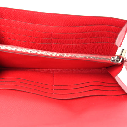 Hermes Epsom Kelly Longue Wallet Rouge Pivoine 9 of 28