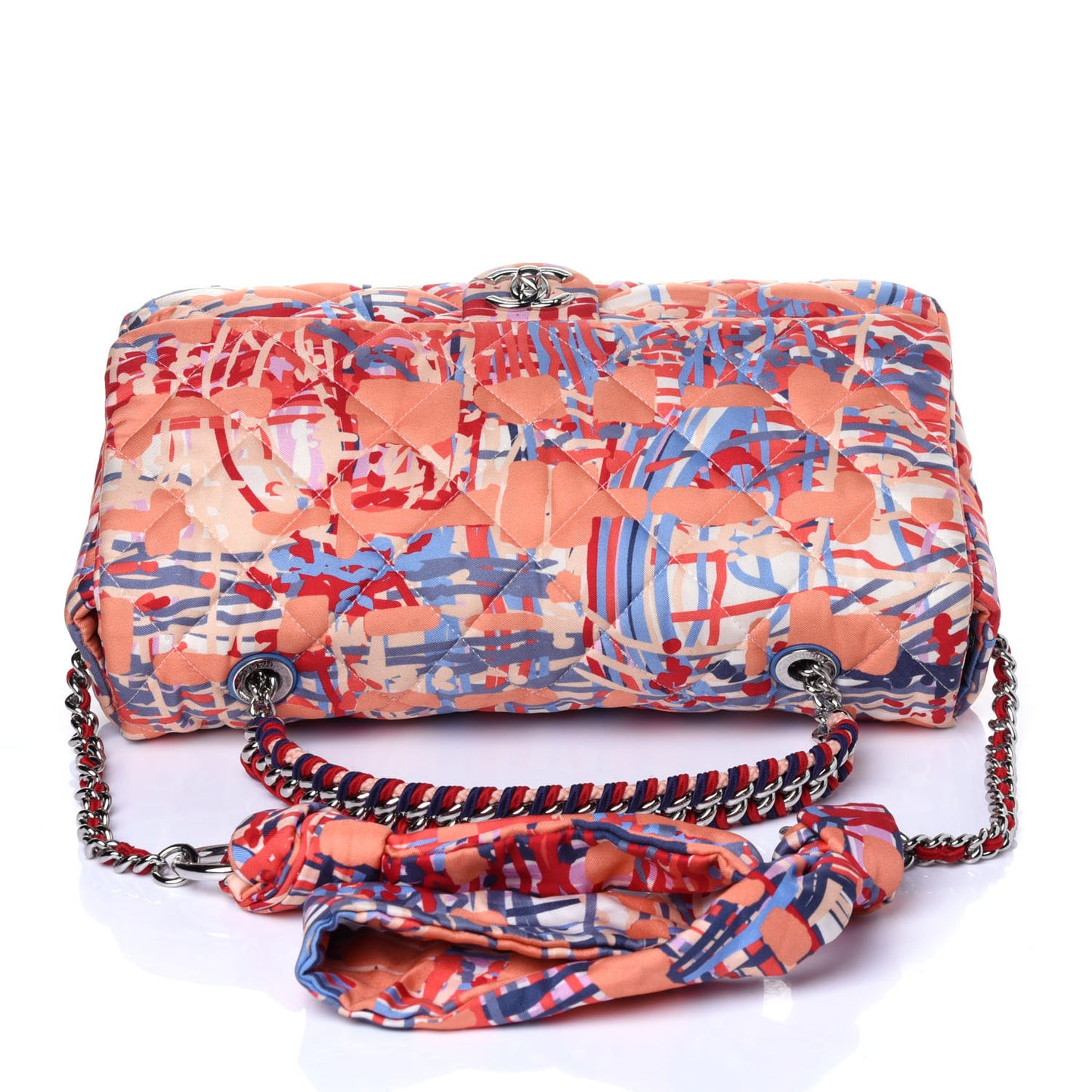 Foulard Fabric Quilted Printed Large Flap Orange