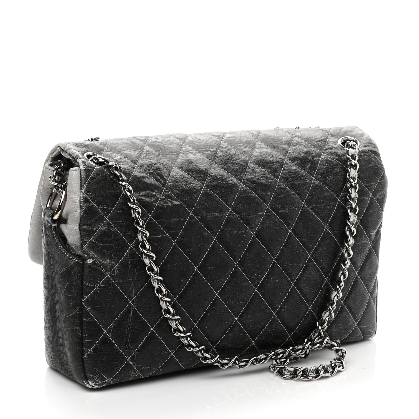 Vinyl Quilted Jumbo Melrose Degrade Flap Black