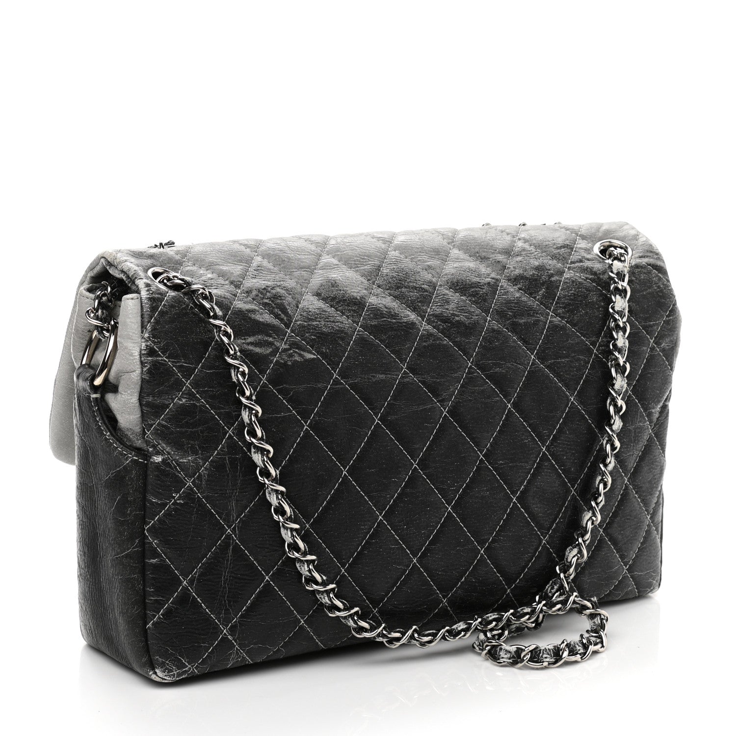 Chanel Vinyl Quilted Jumbo Melrose Degrade Flap Black 3 of 12
