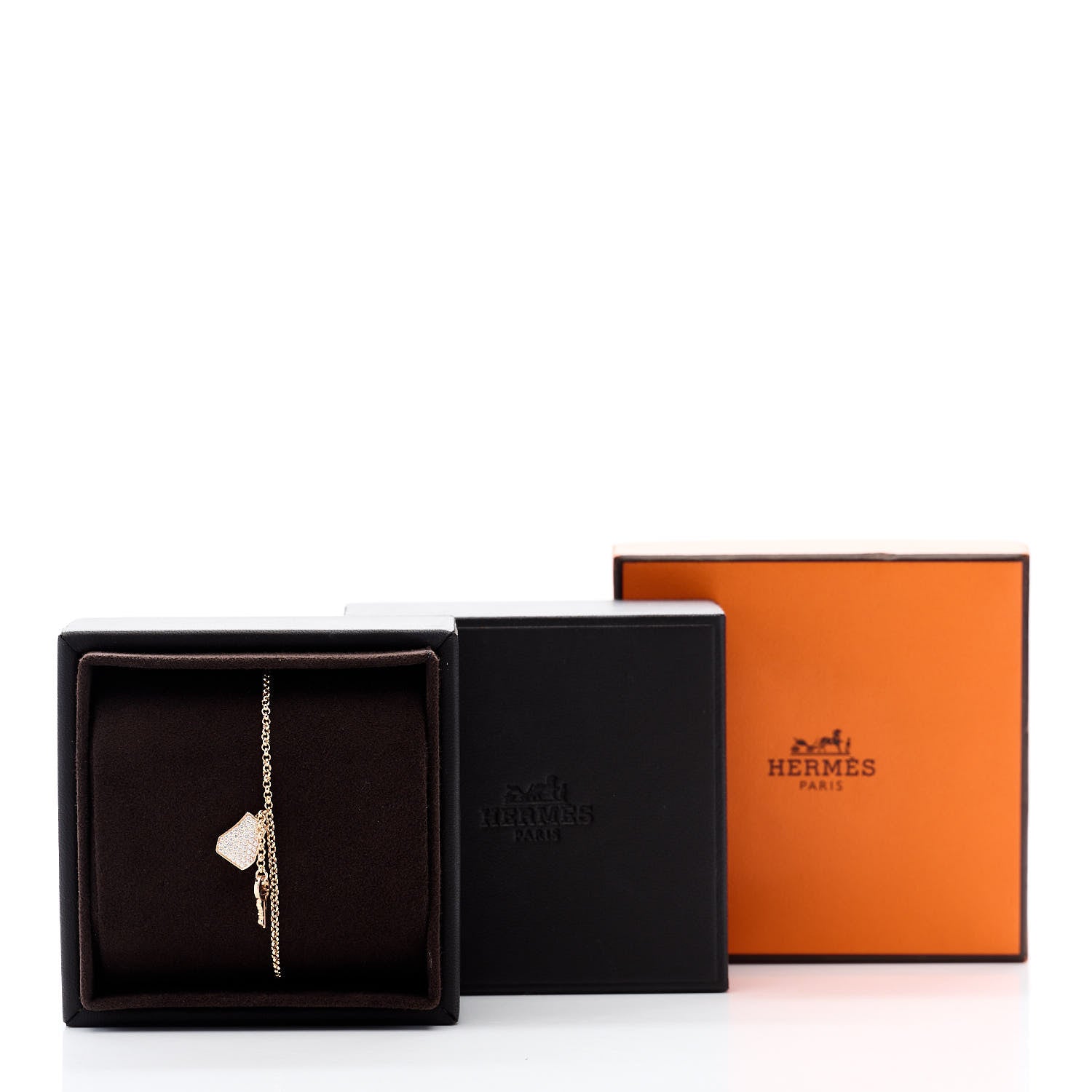 Hermes 18K Rose Gold Diamond PM Kelly Clochette Bracelet LG 5 of 5