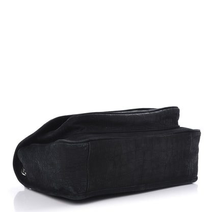 Saint Laurent Nubuck Crocodile Embossed Monogram Medium Niki Chain Satchel Black 4 of 9