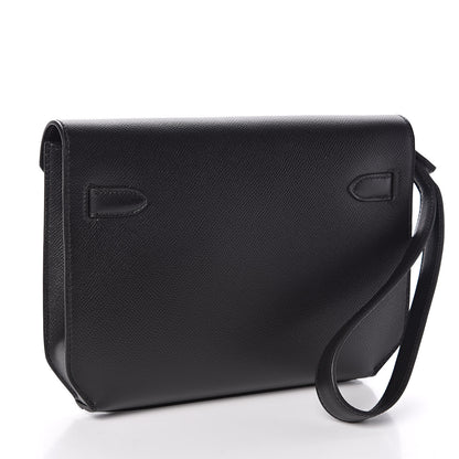 Hermes Epsom Kelly Depeches 25 Pouch Black 3 of 8