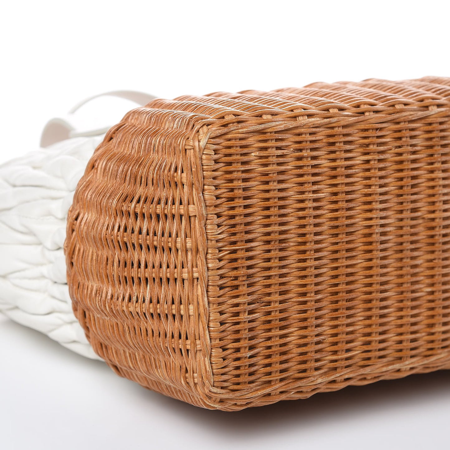 Nappa Matelasse Wicker Basket Bag White Miele