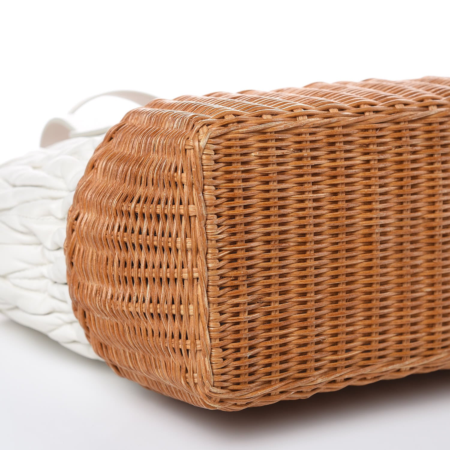 Miu Miu Nappa Matelasse Wicker Basket Bag White Miele 8 of 16