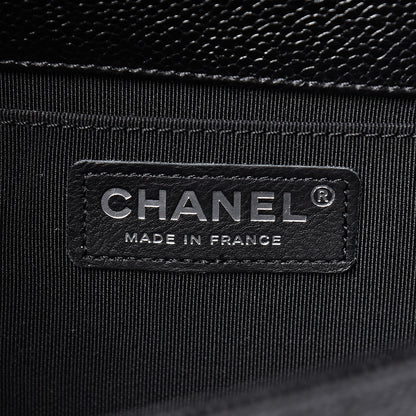 Chanel Caviar Chevron Quilted Medium Boy Flap Black 5 of 13
