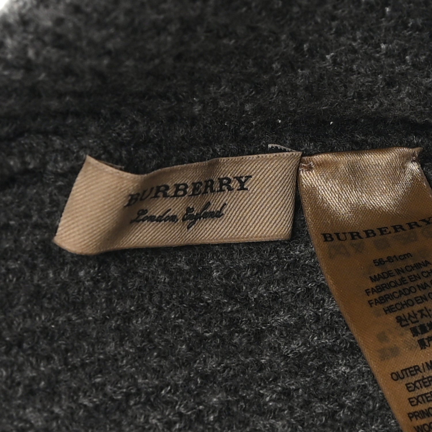 Burberry Wool Blend Ribbed Beanie Hat Grey 5 of 7