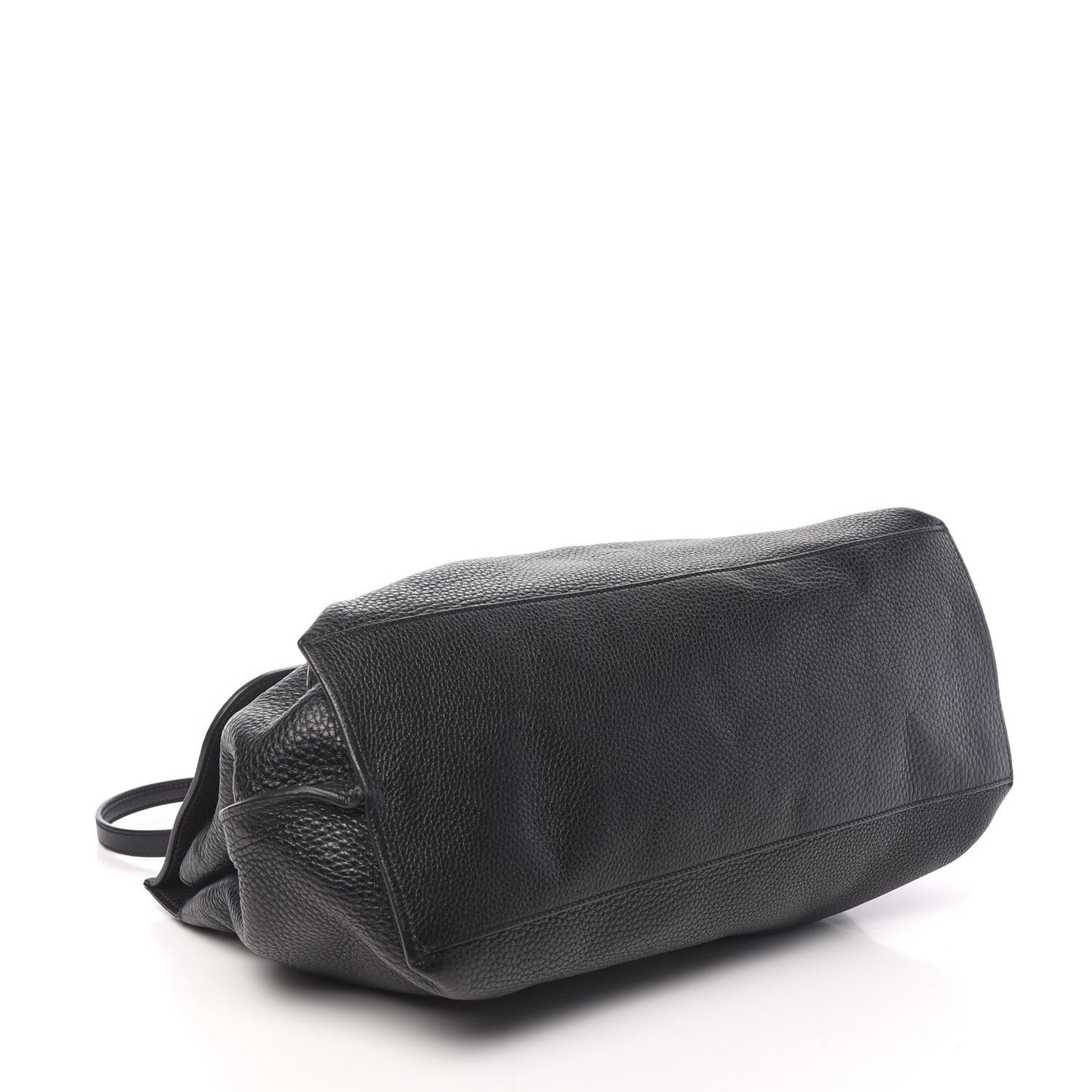 Pebbled Calfskin Large Bamboo Daily Top Handle Bag Black