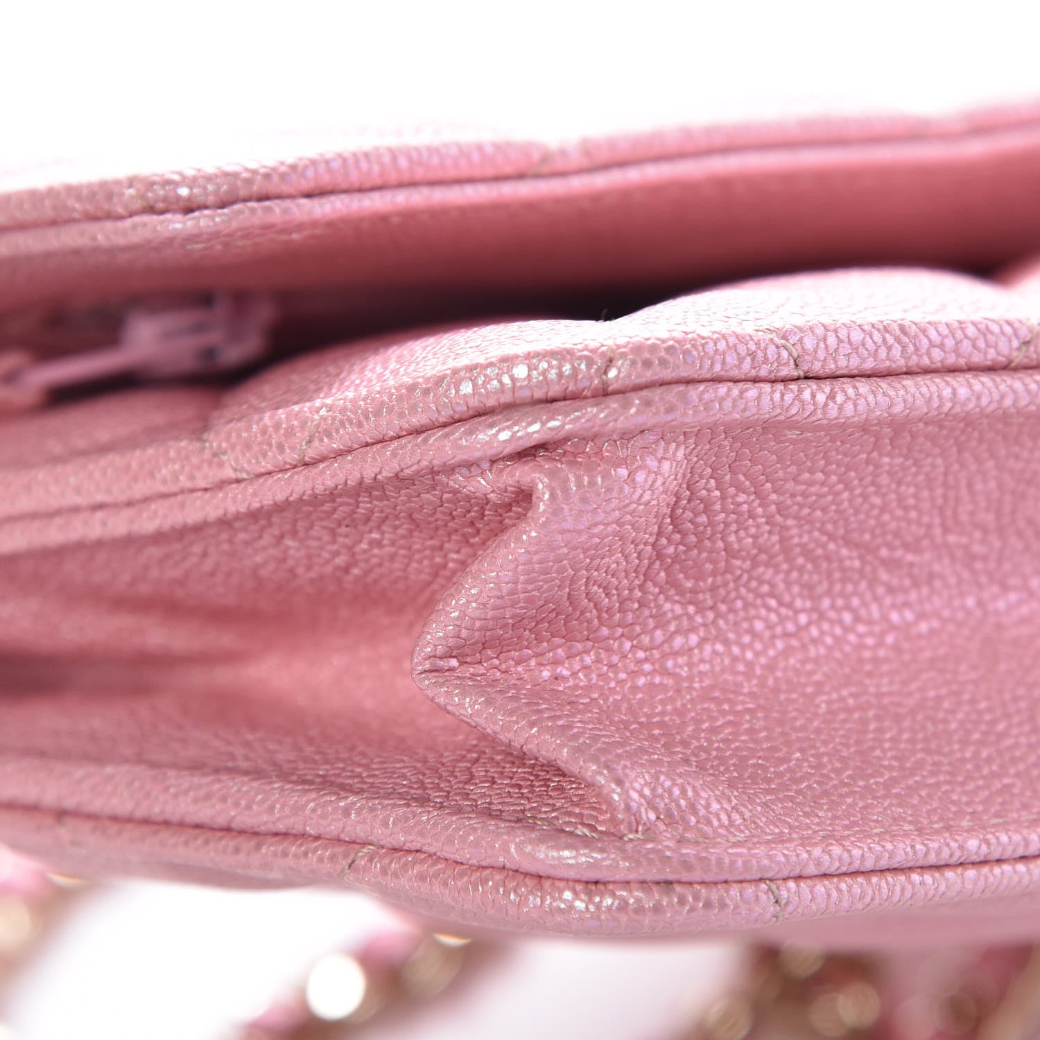 Chanel Iridescent Caviar Quilted Wallet on Chain WOC Rose Pink 8 of 10