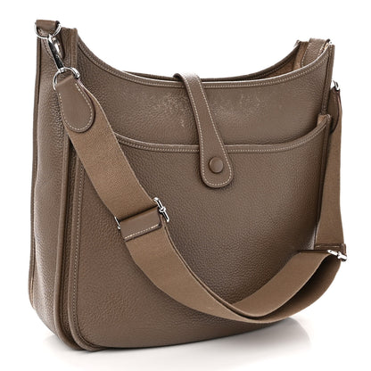 Hermes Taurillon Clemence Evelyne III GM Etoupe 3 of 12