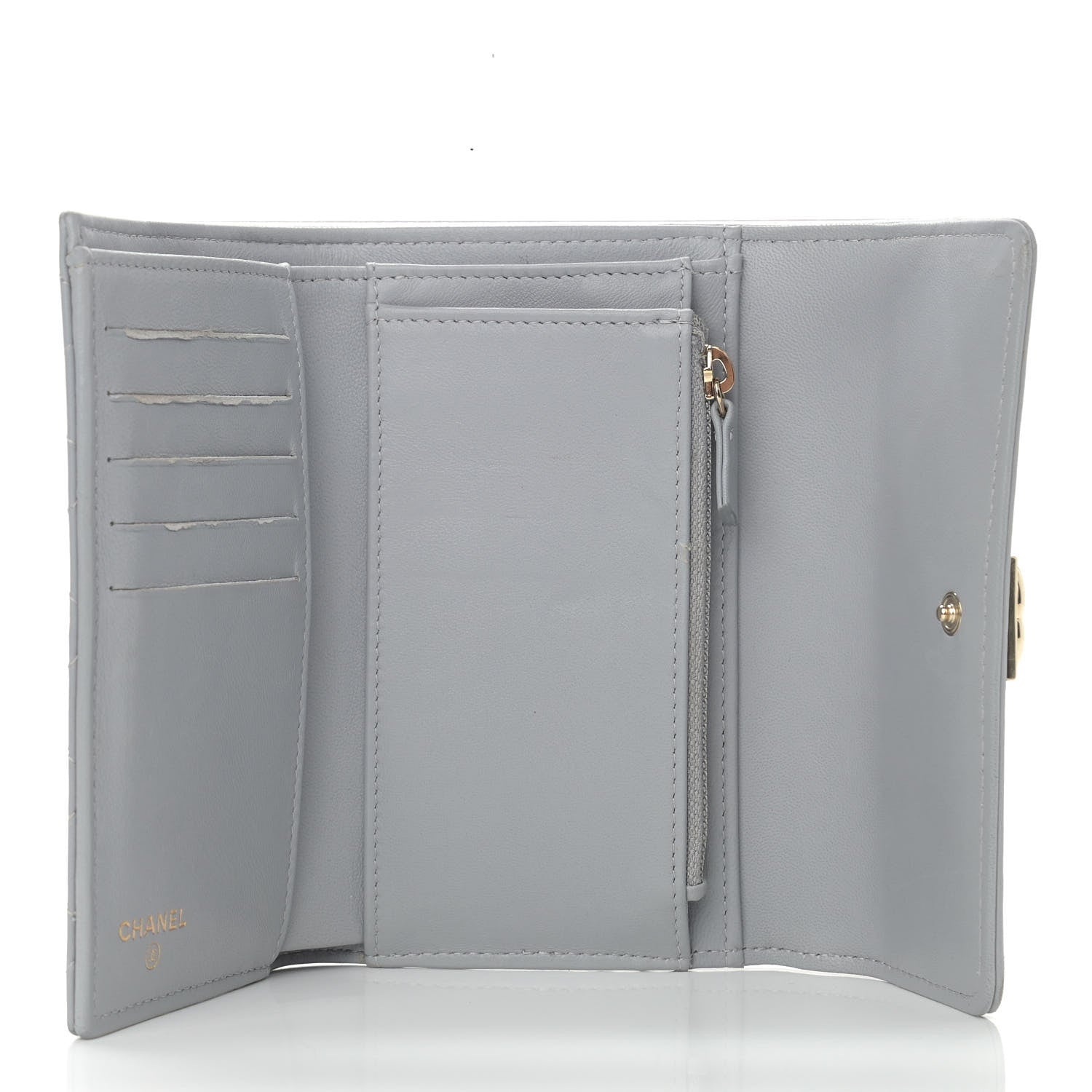 Chanel Lambskin Quilted Medium Boy Flap Wallet Grey 5 of 13