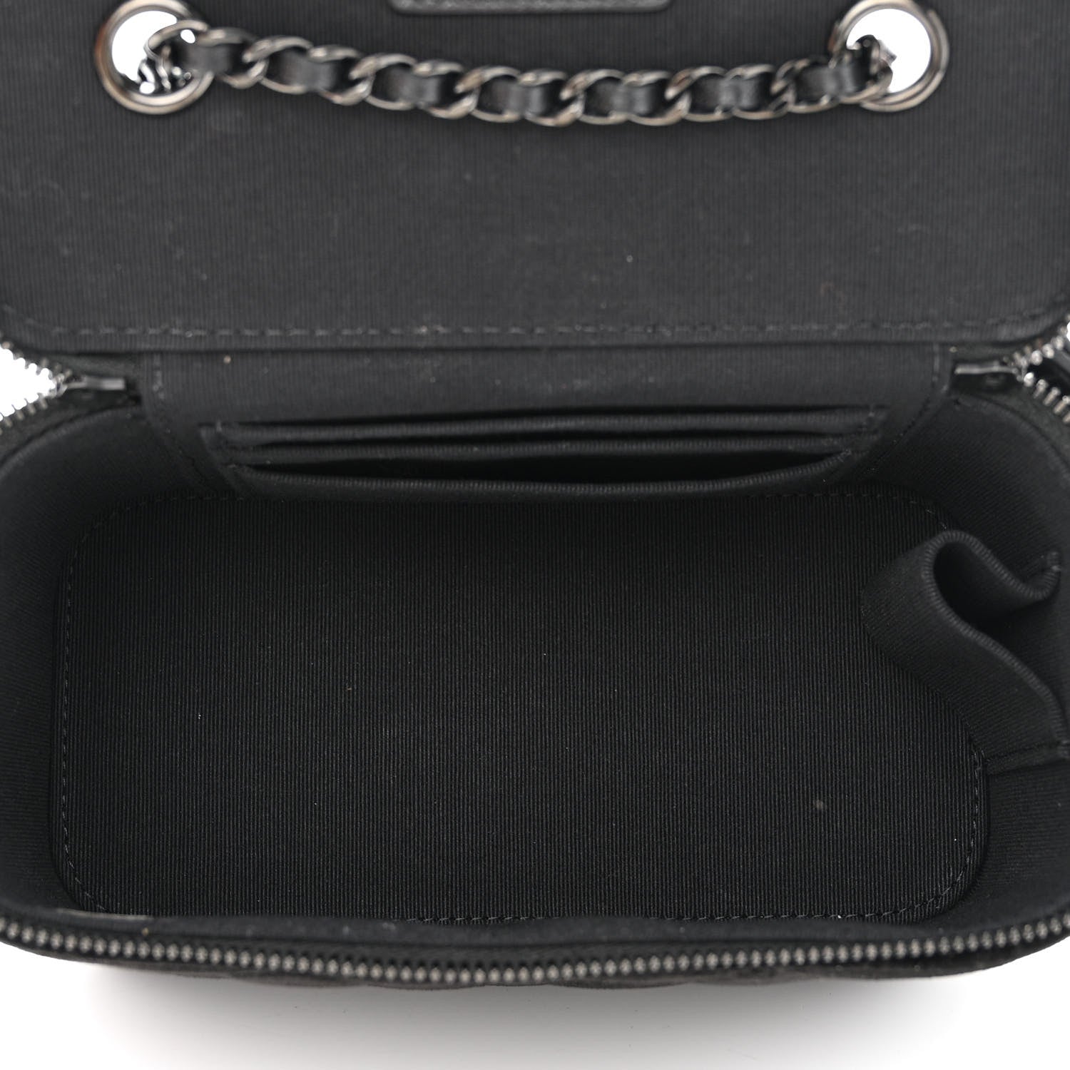 Chanel Velvet Quilted Small Vanity Case With Chain Black 5 of 10